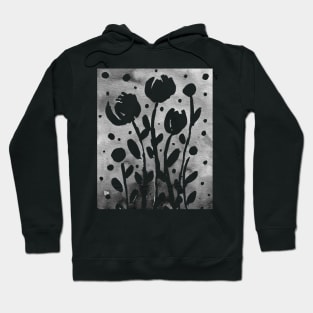 Whimsical watercolor flowers – black and white Hoodie